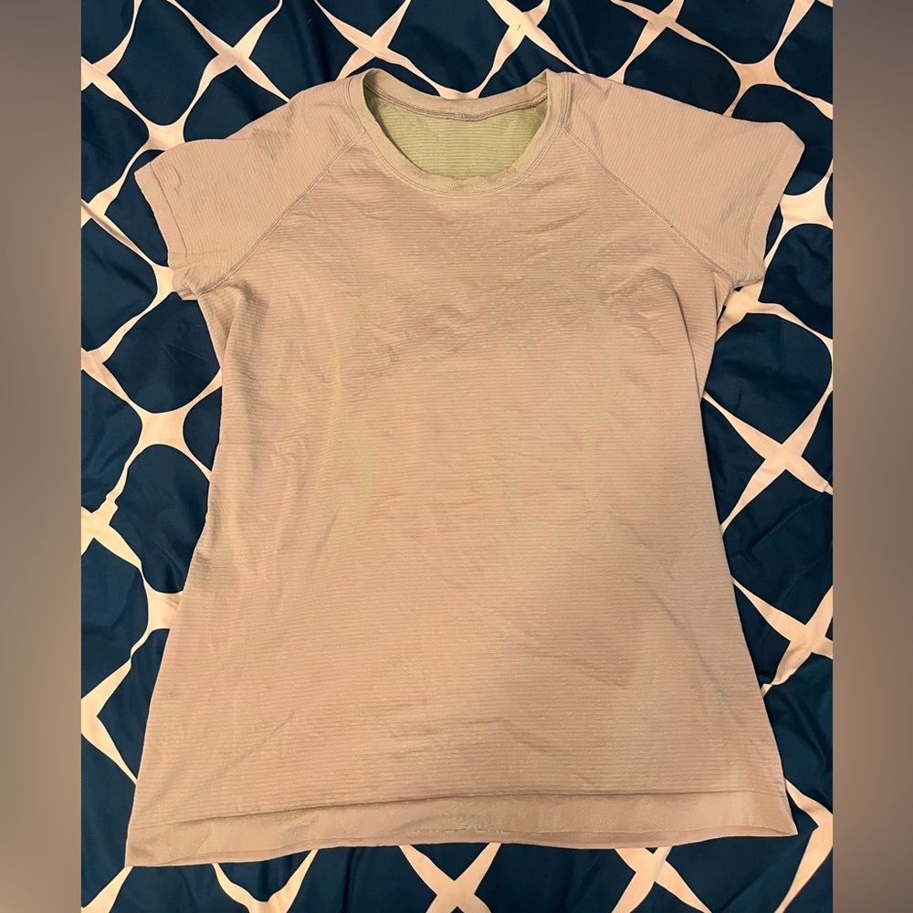 Lululemon Gray and Lime Green Swiftly Shirt Size 12